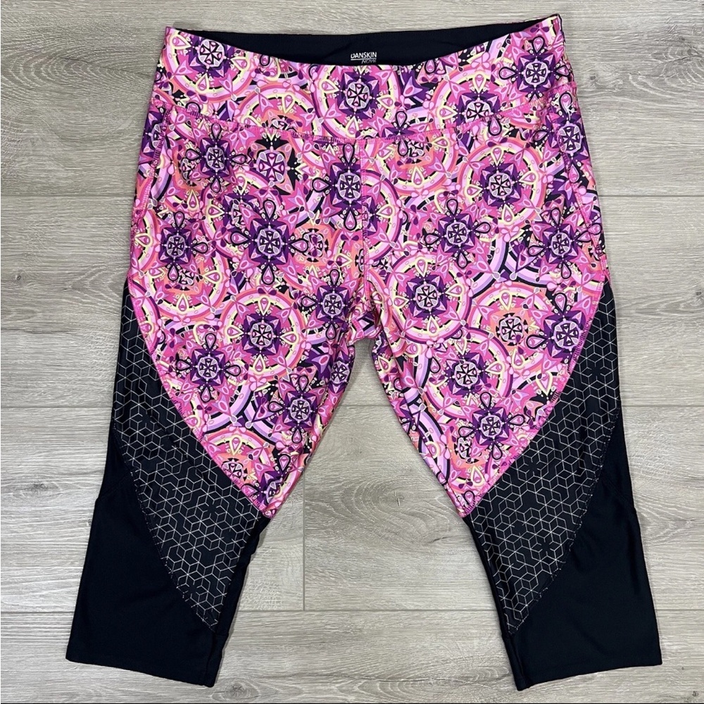 Danskin Now Leggings Womens Size XL (16-18) Pink Black Active Stretch Pull On